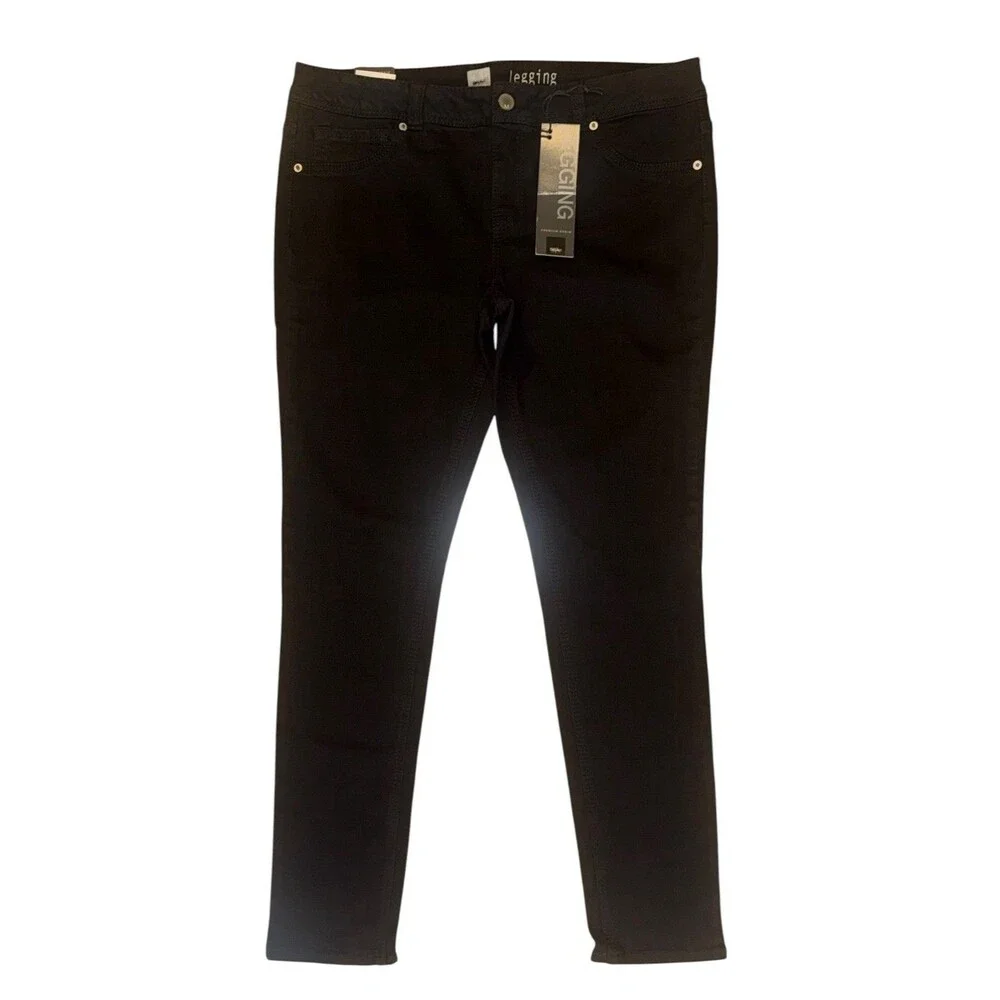 NWT Mossimo Premium Denim Black Mid Rise Skinny Jegging Women’s Size 14 NEW